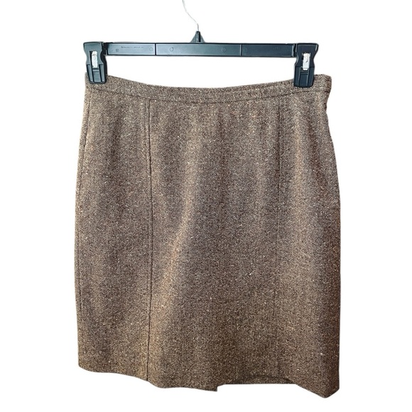 The Limited Stretch wool blend tweed pencil skirt lined pleated back SZ 8 brown - Picture 1 of 9